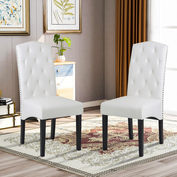 White leather parson discount chairs